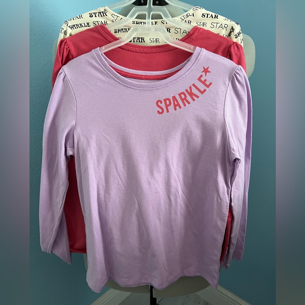 Star Sparkle Shine 3 pack Long Sleeve Tees * Pink * Purple * Cream with Black *